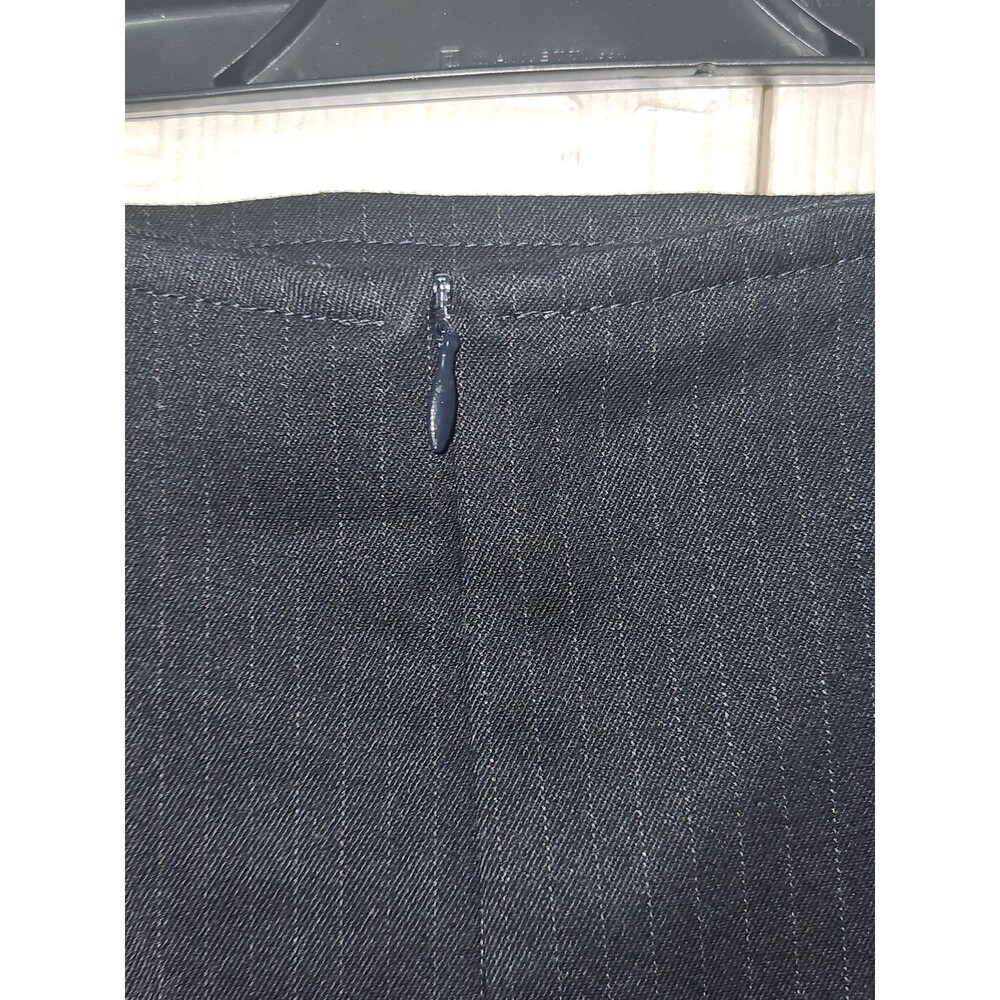 Navy Blue Striped Buttoned Wrap Midi Skirt - Picture 11 of 11